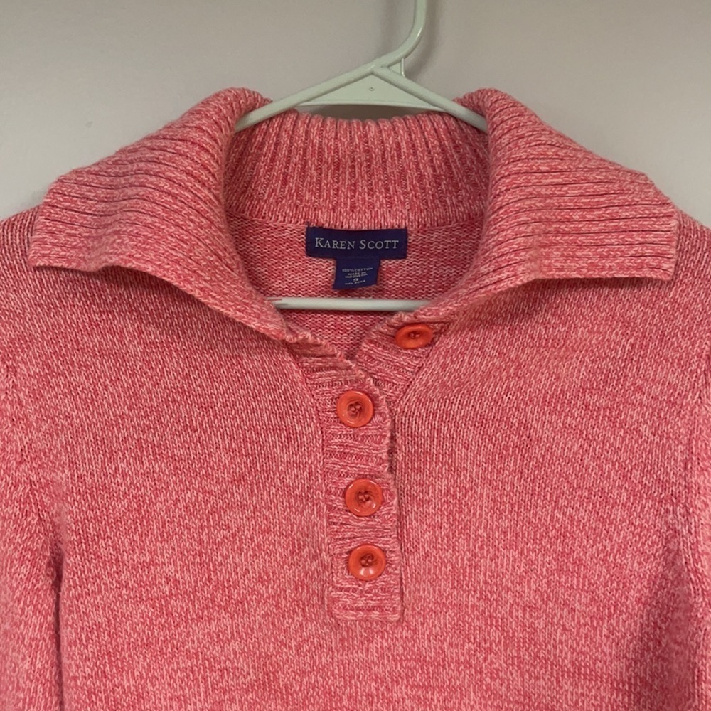 Karen Scott Women's S pullover pink sweater collar - Picture 2 of 7